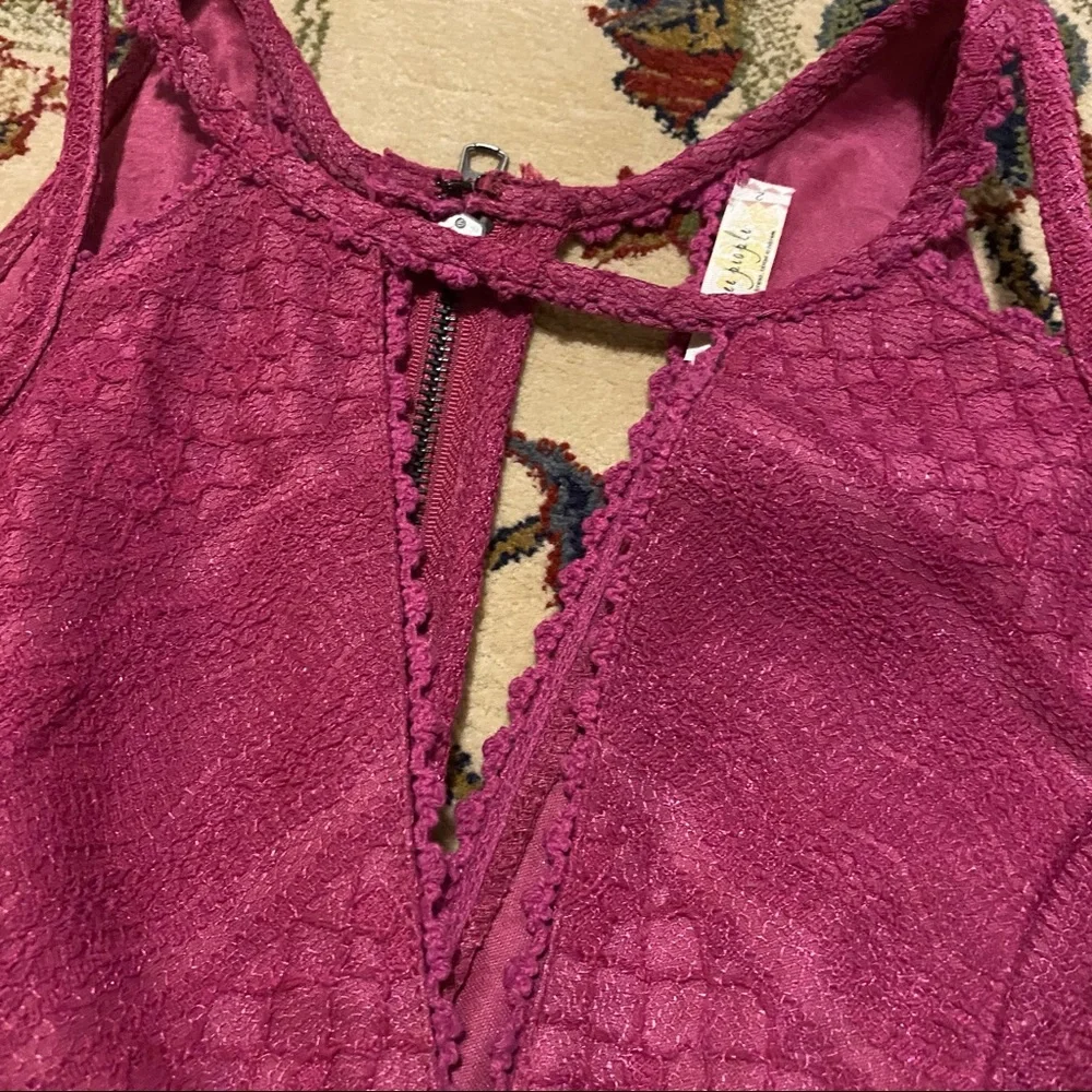New Free People Fuschia Grape Wine Color Size 2  Cocktail Party Dress - Picture 5 of 8